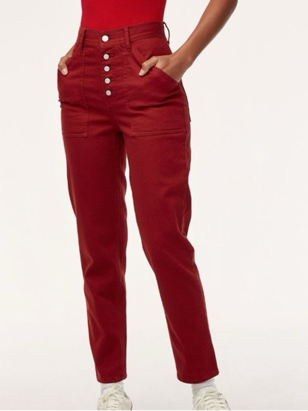 Aritzia Wilfred Free Belen Jeans Red Button Fly Size 0